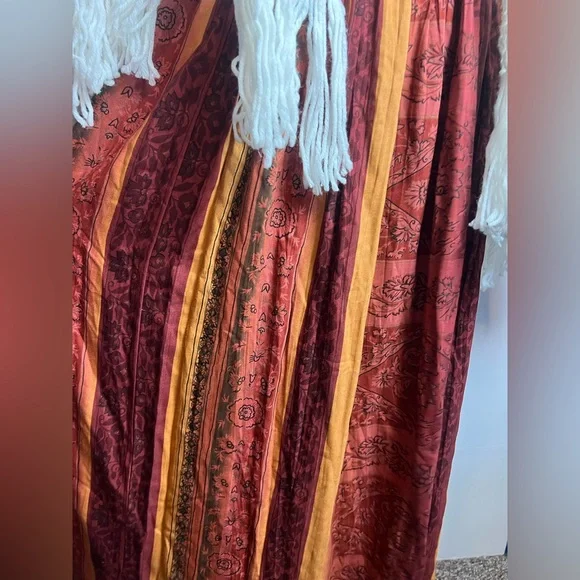 Lucy Boho Patchwork Midi Skirt XL Red Orange Flowy Festival Cottagecore - Picture 5 of 9